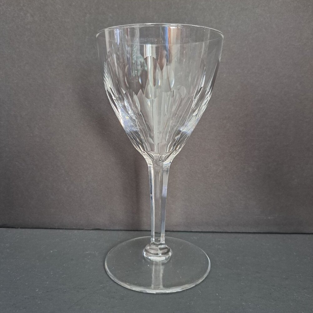 Val St Lambert Nestor Hamlet Water Goblet 7" Cut Crystal Belgium Vintage 1951-62